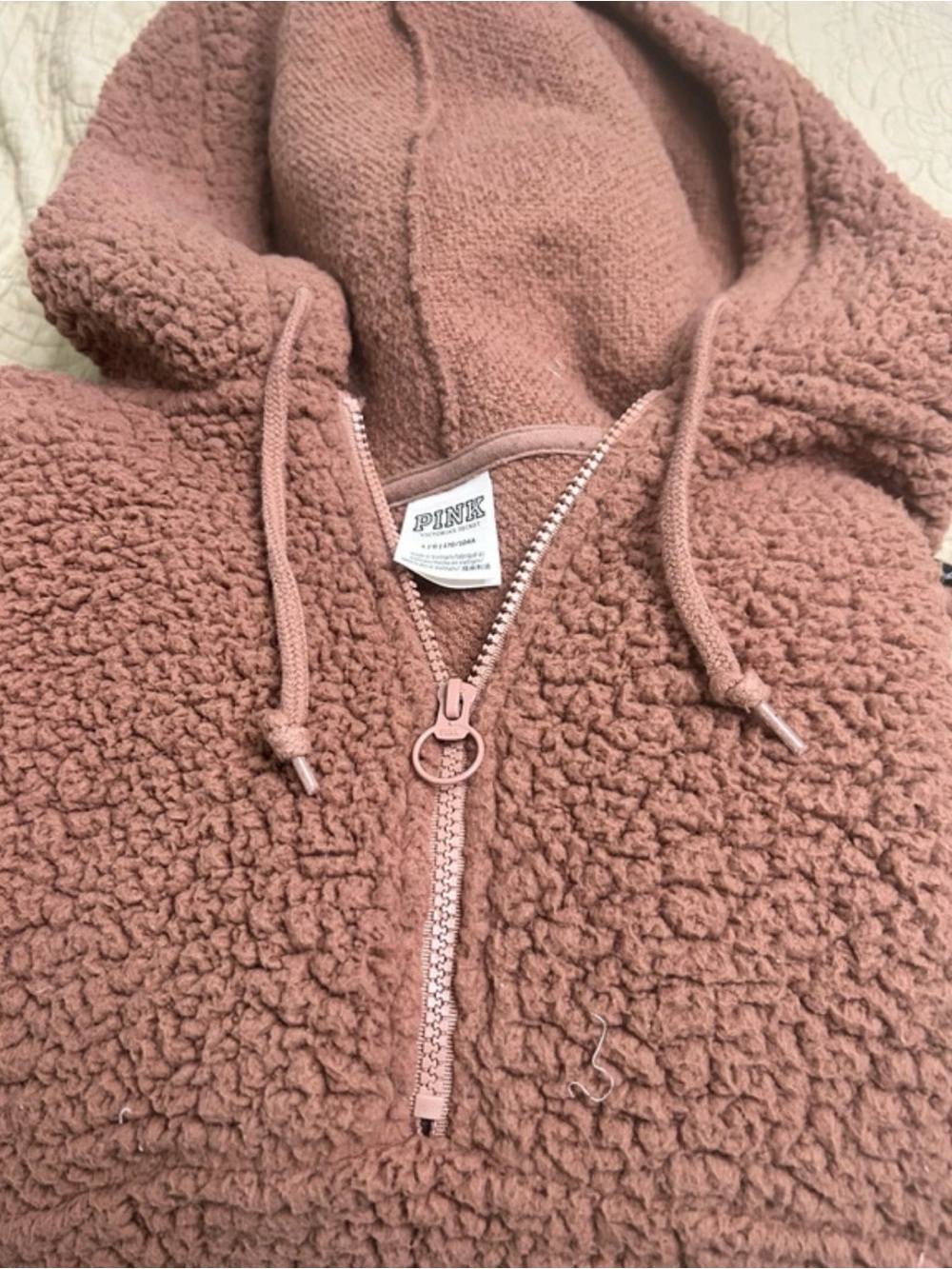 PINK Victoria's Secret Rose Sherpa Zip Hoodie